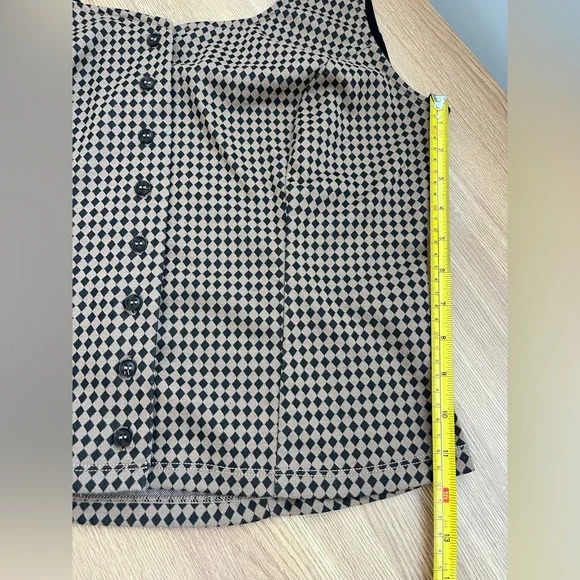 Maeve Jacquard Bustier Top XL Tan Black Button Front Tank Top Boho Neutral EUC - Picture 8 of 8